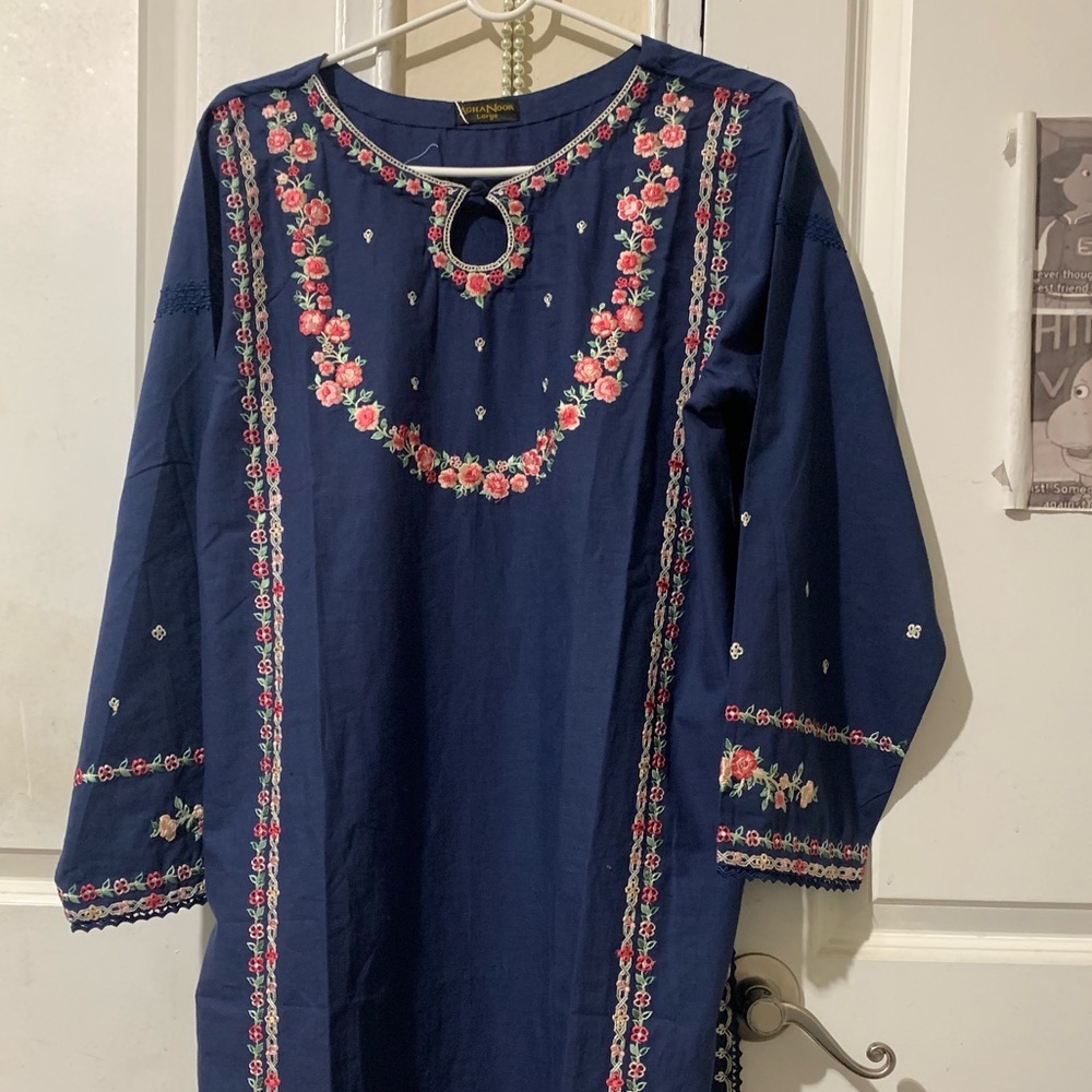 Agha Noor Luxury Lawn Navy Blue Suit ✨🪁